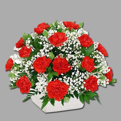 "Flower basket with 25 Red roses and Fillers - Click here to View more details about this Product